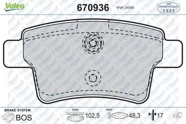 VALEO 670936 Arka Fren Balatasi Citroen C4 Picasso Ii